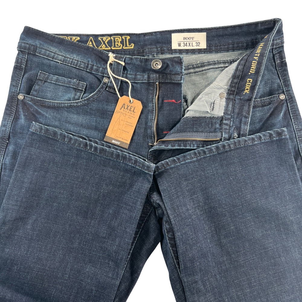Axel Brand Bootcut Jeans Mens 34x32 Dark Wash Stretch Denim Slim Fit Boot Leg